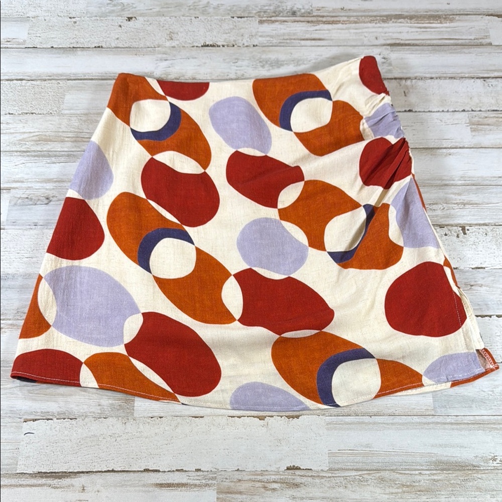 Sage Red and Purple Ruched A-Line Mini Skirt - SAMPLE SALE